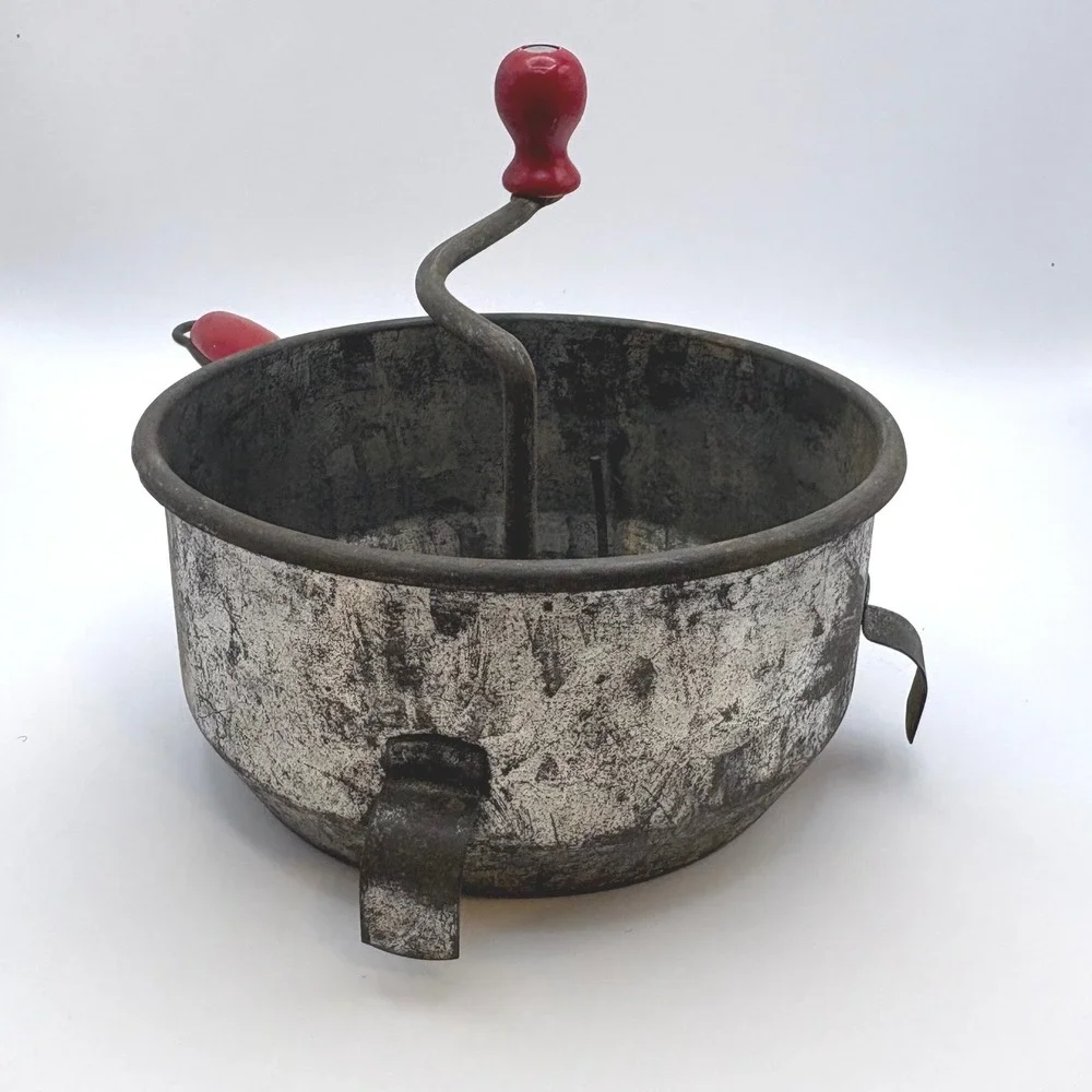 Vtg Foley Food Mill‎ Red Wood Handle Hand Crank Rustic Kitchen Decor Primitive